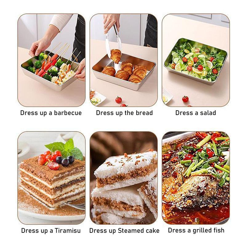 Stainless Steel Food Storage Box, 3 Counts/Set Square Food Storage Container, Durable Bento Box with Lid, Lunch Box, Kitchen Gadgets Sealing, Travel Accessories, Kitchen Gadgets Utensils
