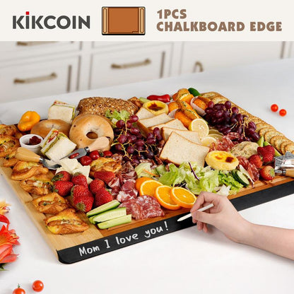 [Game-Changer]Stove Oven Top Cover Kikcoin Extra Large Wooden Cutting Board Pro,Note Charcuterie Board,Pastry,Chopping Block,Handle,Juice Groove,Serving Food Tray,Kitchen 4XL:30"L*20"W Cooking,Knives Friendly Fathersdaygift Kitchenware