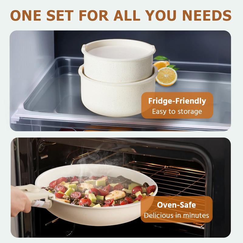 [Summer Deal] 12 Pcs Pots and Pans Set Nonstick - Kitchen Cookware Set with Detachable Handle, Induction Cookware, Dishwasher Oven Safe Kitchenware Cooking