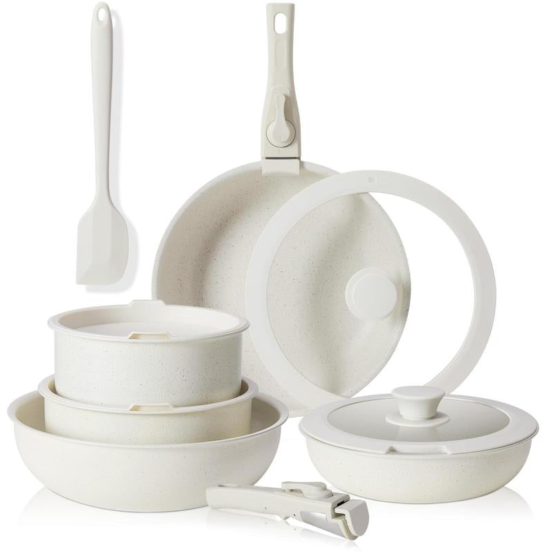 [Summer Deal] 12 Pcs Pots and Pans Set Nonstick - Kitchen Cookware Set with Detachable Handle, Induction Cookware, Dishwasher Oven Safe Kitchenware Cooking