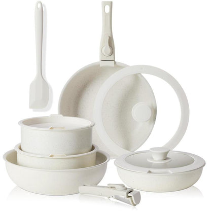 [Summer Deal] 12 Pcs Pots and Pans Set Nonstick - Kitchen Cookware Set with Detachable Handle, Induction Cookware, Dishwasher Oven Safe Kitchenware Cooking