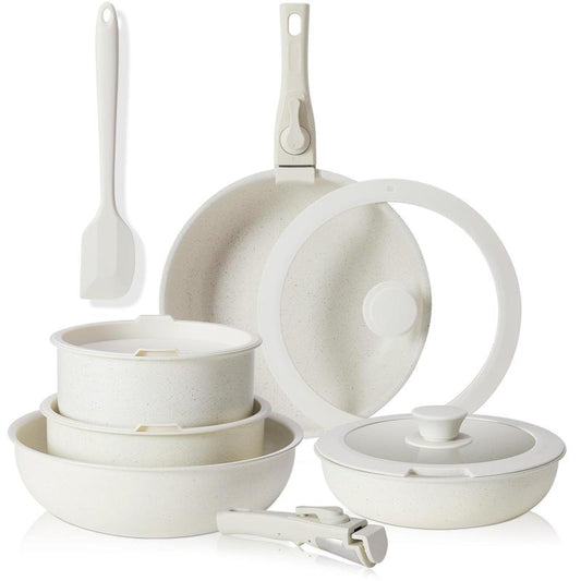 [Summer Deal] 12 Pcs Pots and Pans Set Nonstick - Kitchen Cookware Set with Detachable Handle, Induction Cookware, Dishwasher Oven Safe Kitchenware Cooking