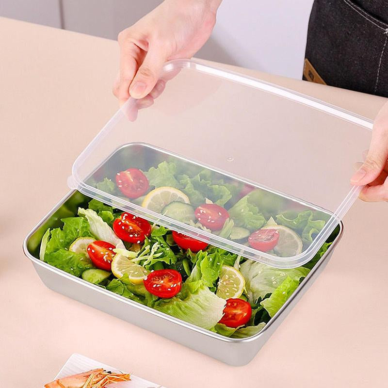 Stainless Steel Food Storage Box, 3 Counts/Set Square Food Storage Container, Durable Bento Box with Lid, Lunch Box, Kitchen Gadgets Sealing, Travel Accessories, Kitchen Gadgets Utensils