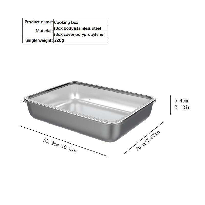 Stainless Steel Food Storage Box, 3 Counts/Set Square Food Storage Container, Durable Bento Box with Lid, Lunch Box, Kitchen Gadgets Sealing, Travel Accessories, Kitchen Gadgets Utensils