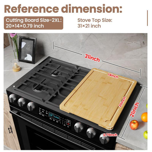 [Game-Changer]Stove Oven Top Cover Kikcoin Extra Large Wooden Cutting Board Pro,Note Charcuterie Board,Pastry,Chopping Block,Handle,Juice Groove,Serving Food Tray,Kitchen 4XL:30"L*20"W Cooking,Knives Friendly Fathersdaygift Kitchenware