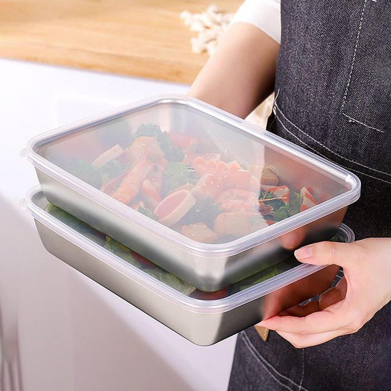 Stainless Steel Food Storage Box, 3 Counts/Set Square Food Storage Container, Durable Bento Box with Lid, Lunch Box, Kitchen Gadgets Sealing, Travel Accessories, Kitchen Gadgets Utensils