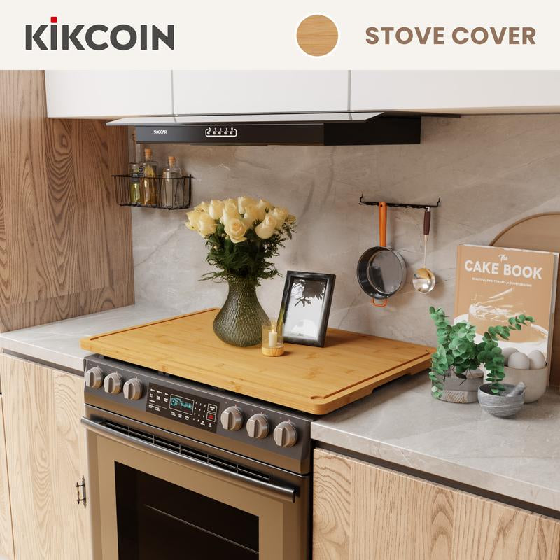 [Game-Changer]Stove Oven Top Cover Kikcoin Extra Large Wooden Cutting Board Pro,Note Charcuterie Board,Pastry,Chopping Block,Handle,Juice Groove,Serving Food Tray,Kitchen 4XL:30"L*20"W Cooking,Knives Friendly Fathersdaygift Kitchenware