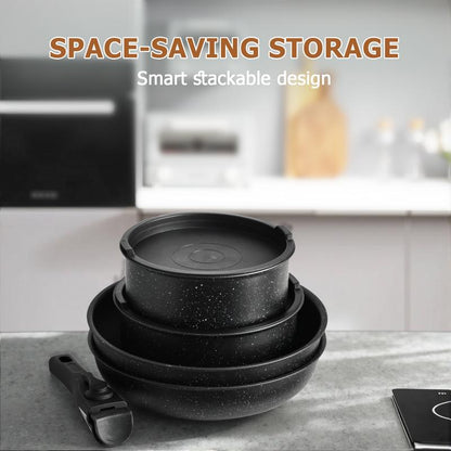 [Summer Deal] 12 Pcs Pots and Pans Set Nonstick - Kitchen Cookware Set with Detachable Handle, Induction Cookware, Dishwasher Oven Safe Kitchenware Cooking