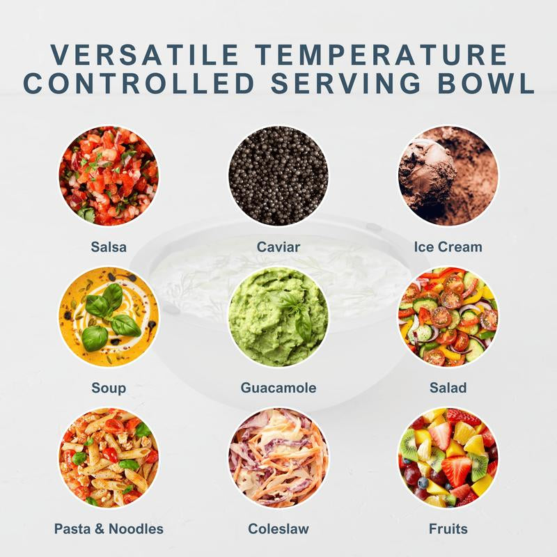 Dip Chiller Bowl - Large 35Oz Capacity - Frozen Ice Stainless Steel Party Serving Bowl - Insulated Dip Dish Platter Keeps Salsa, Guacamole, Condiments, Sauces, Salad & Food Hot or Cold (1 Bowl)