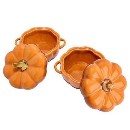 Kitchenhq 2-Pack 14 Oz. Pumpkin Stoneware Casseroles