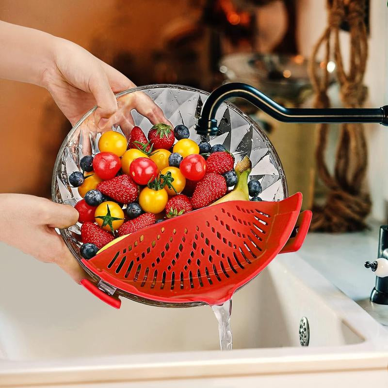 Pasta Strainer, Pot Strainer Clip on Silicone – Adjustable Clip on Strainer for Pots, Strainers and Colanders, Silicone Strainer, Food Strainer, Pasta Drainer, Colander (Black)