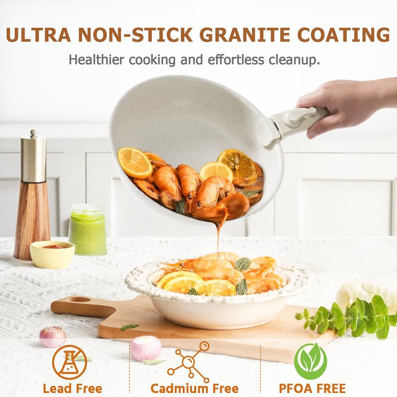 [Summer Deal] 12 Pcs Pots and Pans Set Nonstick - Kitchen Cookware Set with Detachable Handle, Induction Cookware, Dishwasher Oven Safe Kitchenware Cooking