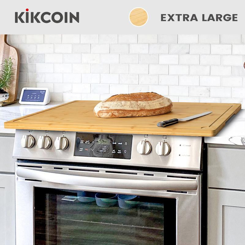 [Game-Changer]Stove Oven Top Cover Kikcoin Extra Large Wooden Cutting Board Pro,Note Charcuterie Board,Pastry,Chopping Block,Handle,Juice Groove,Serving Food Tray,Kitchen 4XL:30"L*20"W Cooking,Knives Friendly Fathersdaygift Kitchenware