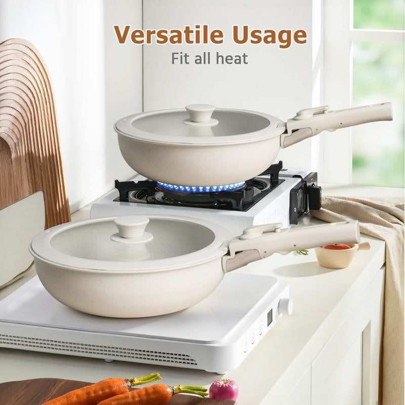 [Summer Deal] 12 Pcs Pots and Pans Set Nonstick - Kitchen Cookware Set with Detachable Handle, Induction Cookware, Dishwasher Oven Safe Kitchenware Cooking