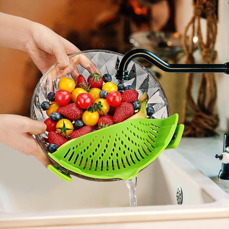Pasta Strainer, Pot Strainer Clip on Silicone – Adjustable Clip on Strainer for Pots, Strainers and Colanders, Silicone Strainer, Food Strainer, Pasta Drainer, Colander (Black)