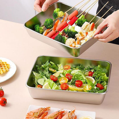 Stainless Steel Food Storage Box, 3 Counts/Set Square Food Storage Container, Durable Bento Box with Lid, Lunch Box, Kitchen Gadgets Sealing, Travel Accessories, Kitchen Gadgets Utensils