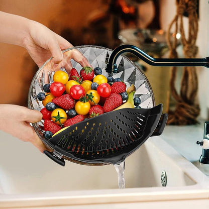 Pasta Strainer, Pot Strainer Clip on Silicone – Adjustable Clip on Strainer for Pots, Strainers and Colanders, Silicone Strainer, Food Strainer, Pasta Drainer, Colander (Black)