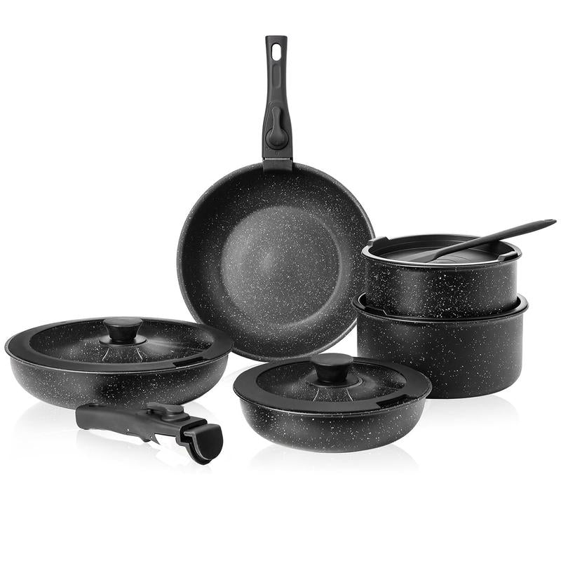 [Summer Deal] 12 Pcs Pots and Pans Set Nonstick - Kitchen Cookware Set with Detachable Handle, Induction Cookware, Dishwasher Oven Safe Kitchenware Cooking