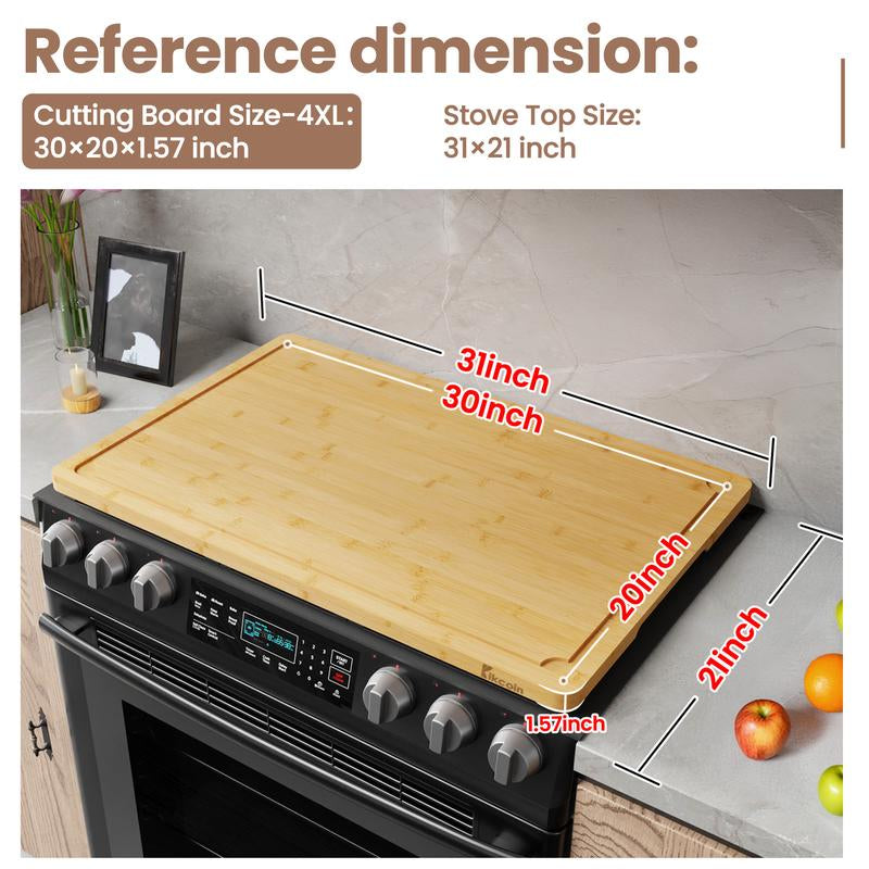 [Game-Changer]Stove Oven Top Cover Kikcoin Extra Large Wooden Cutting Board Pro,Note Charcuterie Board,Pastry,Chopping Block,Handle,Juice Groove,Serving Food Tray,Kitchen 4XL:30"L*20"W Cooking,Knives Friendly Fathersdaygift Kitchenware