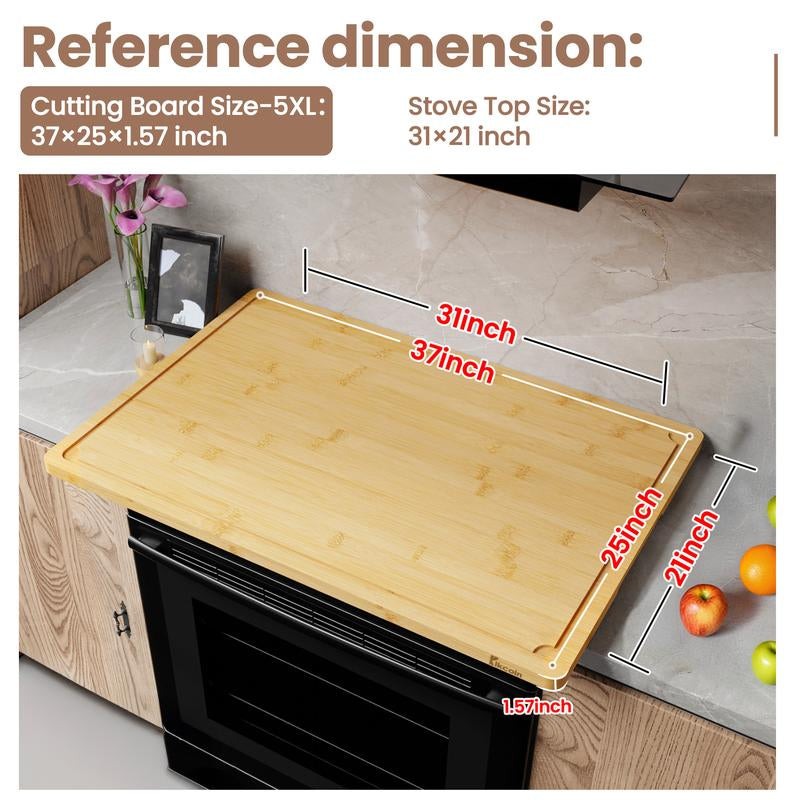 [Game-Changer]Stove Oven Top Cover Kikcoin Extra Large Wooden Cutting Board Pro,Note Charcuterie Board,Pastry,Chopping Block,Handle,Juice Groove,Serving Food Tray,Kitchen 4XL:30"L*20"W Cooking,Knives Friendly Fathersdaygift Kitchenware